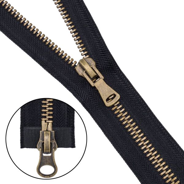 Молния металл Т8 (8 мм) 2 зам., разъем., 80 см, антик, 580 черный, 5 шт