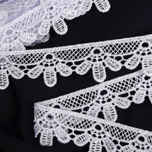 Кружево гипюр (плетёное) 25 мм, 2504 цв.01 белый уп.13.71м, Kruzhevo