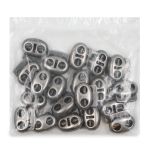 Фиксатор (зажим) для шнура металл плоский, 2 отв., 18х15 мм, (in ⌀4,4 мм), мет. цв.т.серебро, 20 шт