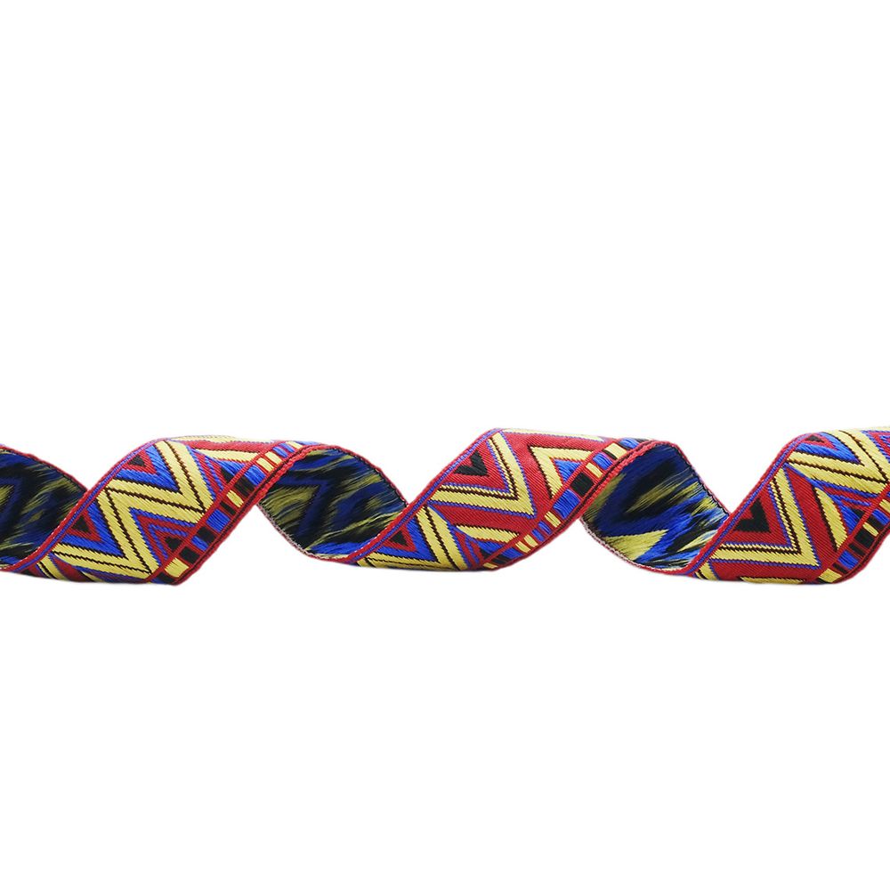 Лента (тесьма) жаккардовая 32.0 мм / 25±1 метров, рис. 8992 красный / желтый / синий / черный, С1853Г17