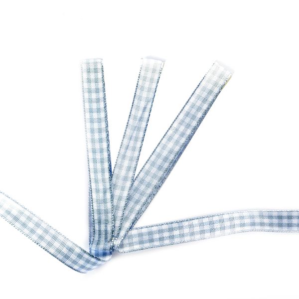 Лента тканевая с рисунком Клетка 10 мм, серо-голубой/белый, уп. 20 м
