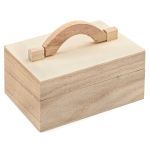 Заготовка для декорирования Шкатулка деревянная с ручкой, павловния/фанера из тополя, 10х6.5х5см