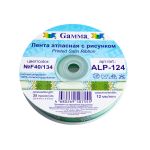 Лента атласная с рисунком 12.0 мм / 22.8 метров, F40/134 Цветы/зеленый, Gamma ALP-124