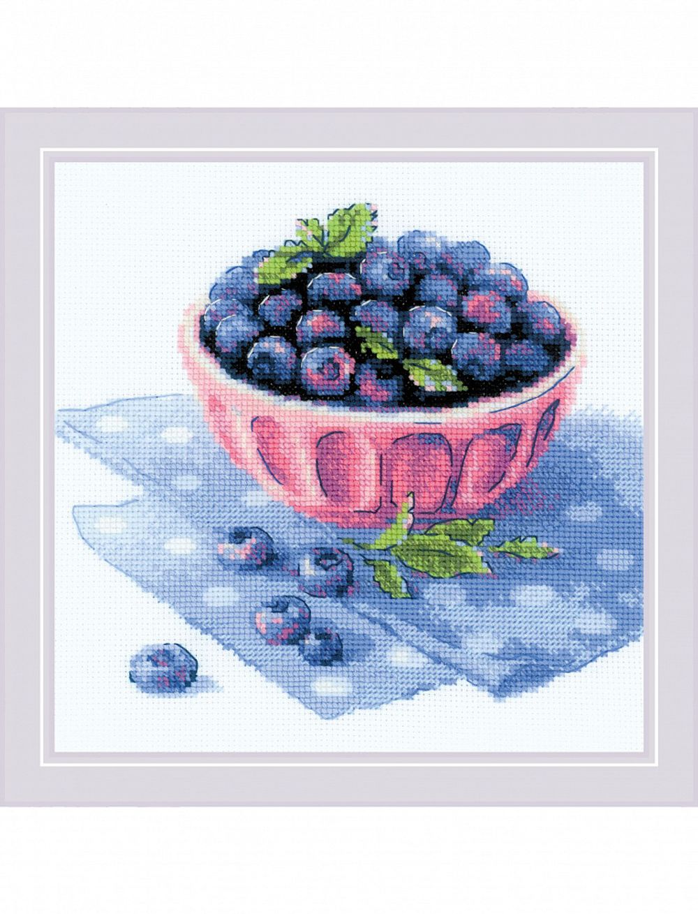 Набор для вышивания нитками Риолис, Голубика садовая 20х20 см