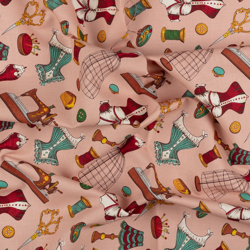 Ткань для пэчворка Peppy Век моды, отрез 50х55 см, 146 г/м², ВМ-14 розовый, Peppy