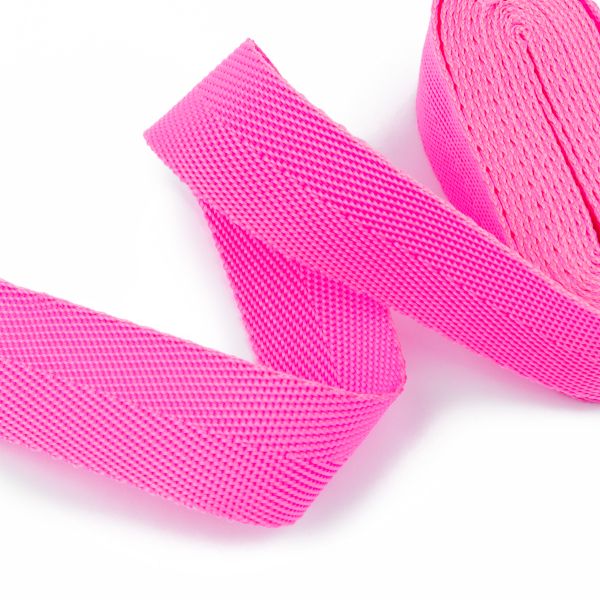 Стропа (ременная лента) 25 мм / 5х2.5 метра, фасовка, яр.розовый, 3816 (3074)