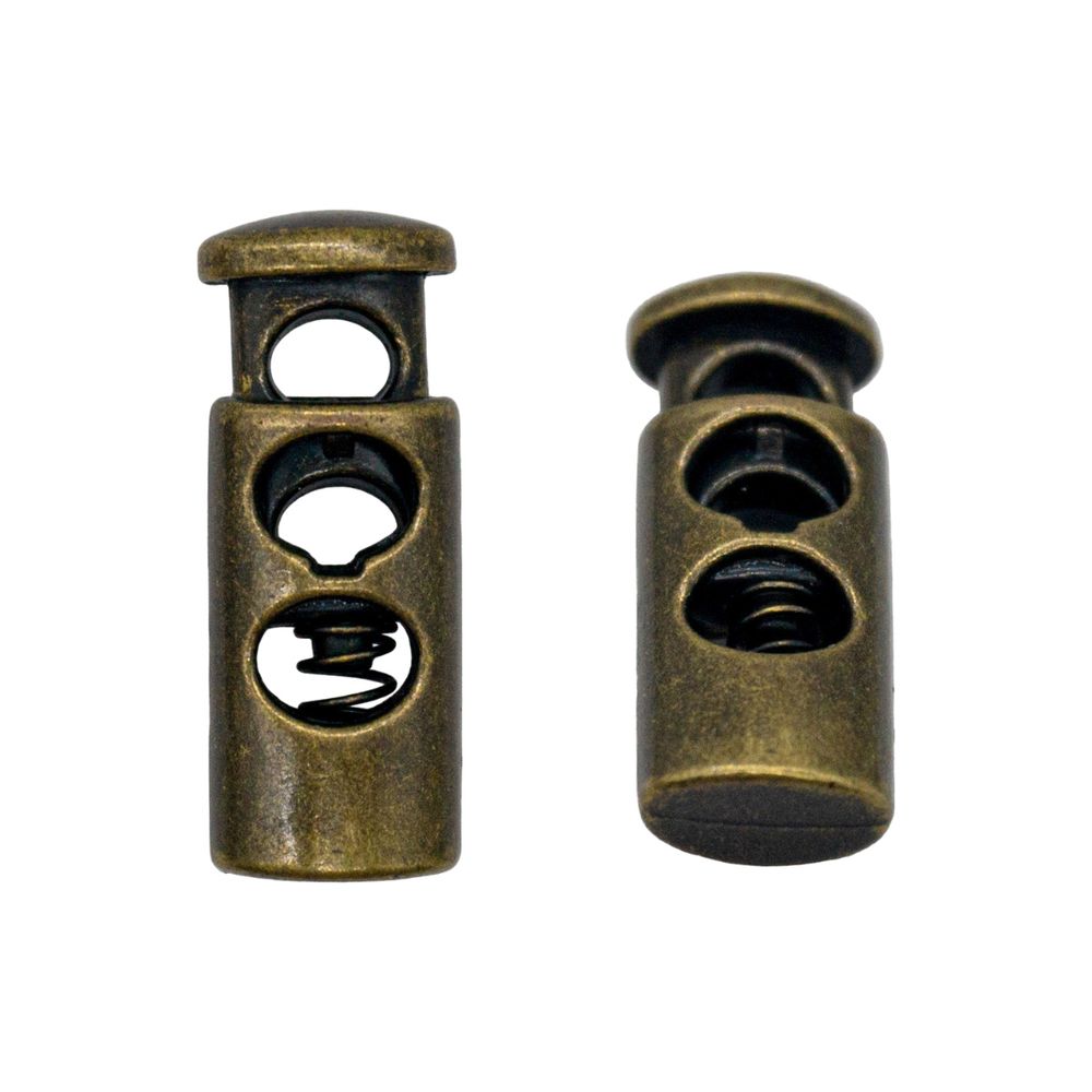 Фиксатор (зажим) для шнура металл 22 мм, 2отв, металл (латунь), 20 шт