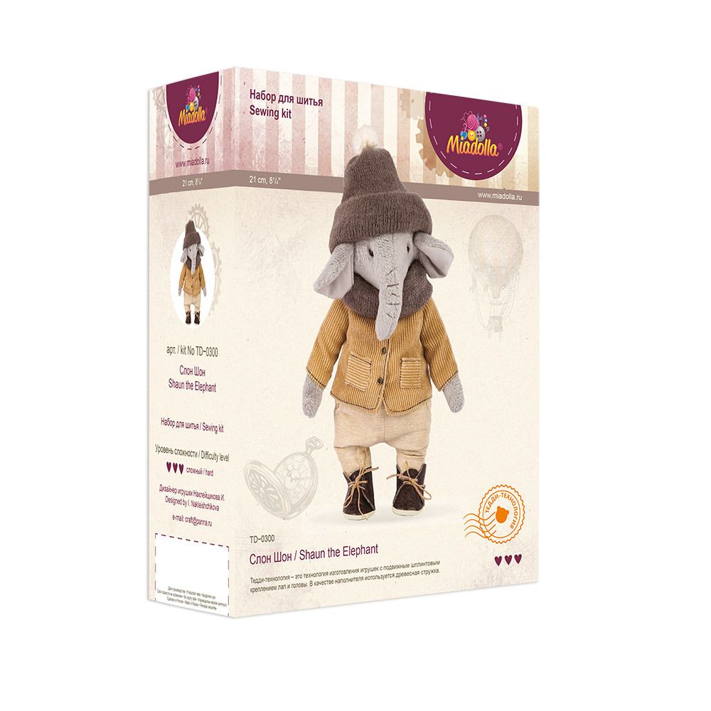 Набор для шитья игрушки Слон Шон 21 см, Miadolla TD-0300