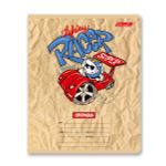 Тетрадь ученическая школьная, выборочный лак, A5+ 12 л. на скобе 65 г/м², белизна 100%, 25 шт, клетка, 000702 Весёлый Райдер, Светоч 12ТЕТк-003