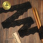 Кружево вязаное (тесьма) 32 мм, цв.черный, 25м, Kruzhevo