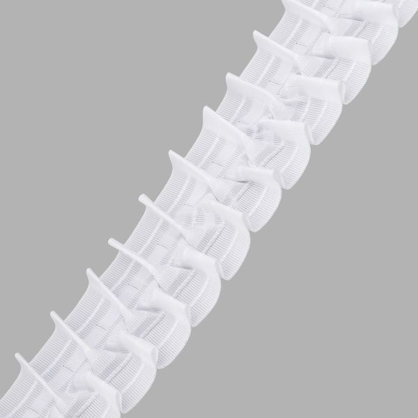 Лента (тесьма) шторная: сборка вафельная (1:2.5) 60 мм / 10 метров, (2 ряда петель, 4 шнура), белый ТУ, C705