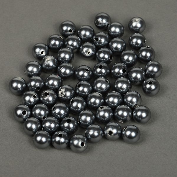 Бусины пластик (перламутр) ⌀12 мм, цв. 029 серый, 50 гр. (53 шт), Magic4Hobby