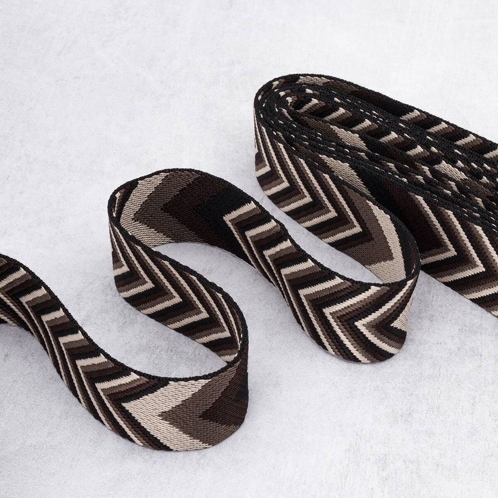 Стропа (ременная лента) 38 мм / 3 метра, [40 г/пог.м], с принтом 2-сторонняя, D159 коричневый/бежевый, 3Al354