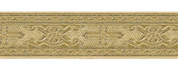 Лента (тесьма) жаккардовая 50.0 мм / 10±0.5 метров, (галун православный), золото, Gamma TRJ-64