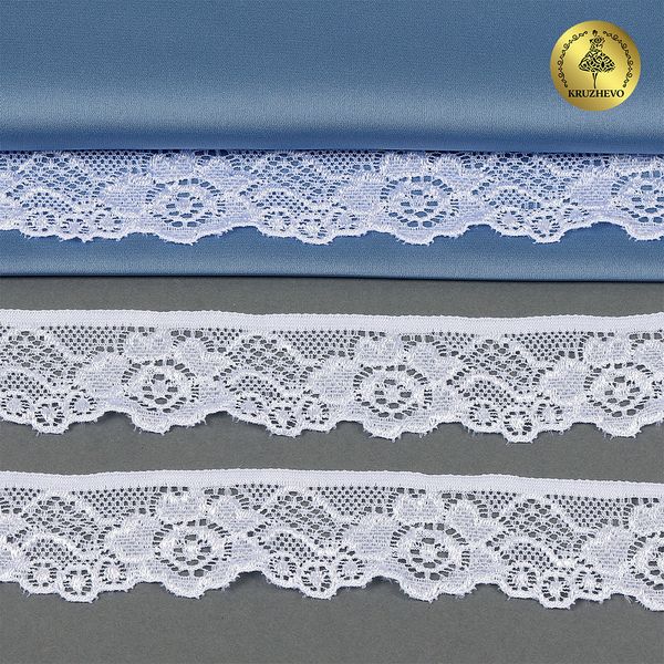 Кружево эластичное (стрейч) 30 мм, TBY.L839, 01 белый, 500м, Kruzhevo