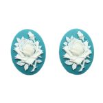 Камеи "Роза", полимер, бело-зеленый, 3х4х0,5 см, упак., 2 шт, Vintage Line