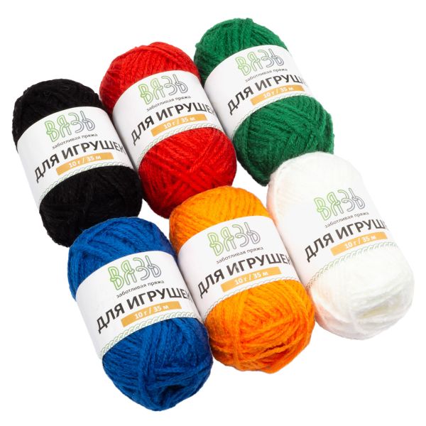 Пряжа Вязь Для игрушек / уп. 6 мот. по 10 г, 35 м, ассорти №2 Яркий микс