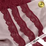 Кружево эластичное (стрейч) 30 мм / 50 метров, TBY.L839, цв.F178 бордовый