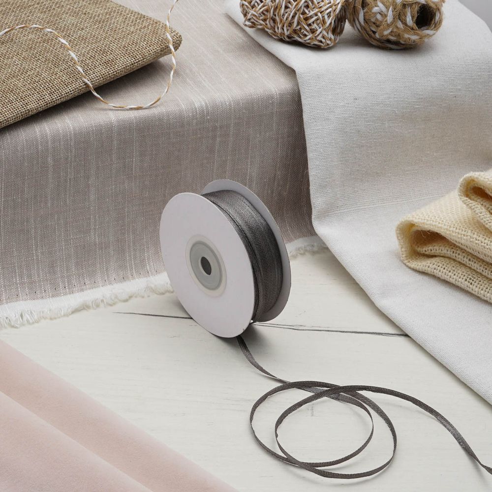 Лента атласная 2-сторонняя 3.0 мм / 100±2 метров, (153 т.серый), Globus