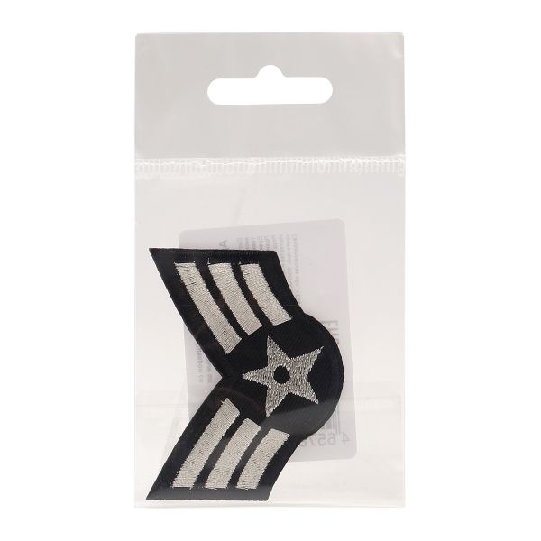 Термоаппликация Шеврон со звездой, 60х50 мм, серебристый, LA349