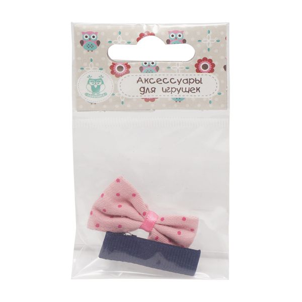 Набор бантик и заколка, мини 35мм/35мм, св.розовый/синий