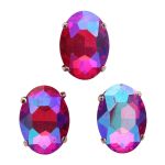Хрустальные стразы в цапах овальной формы, фуксия 13х18 мм, 3 шт., ОЦ006НН1318