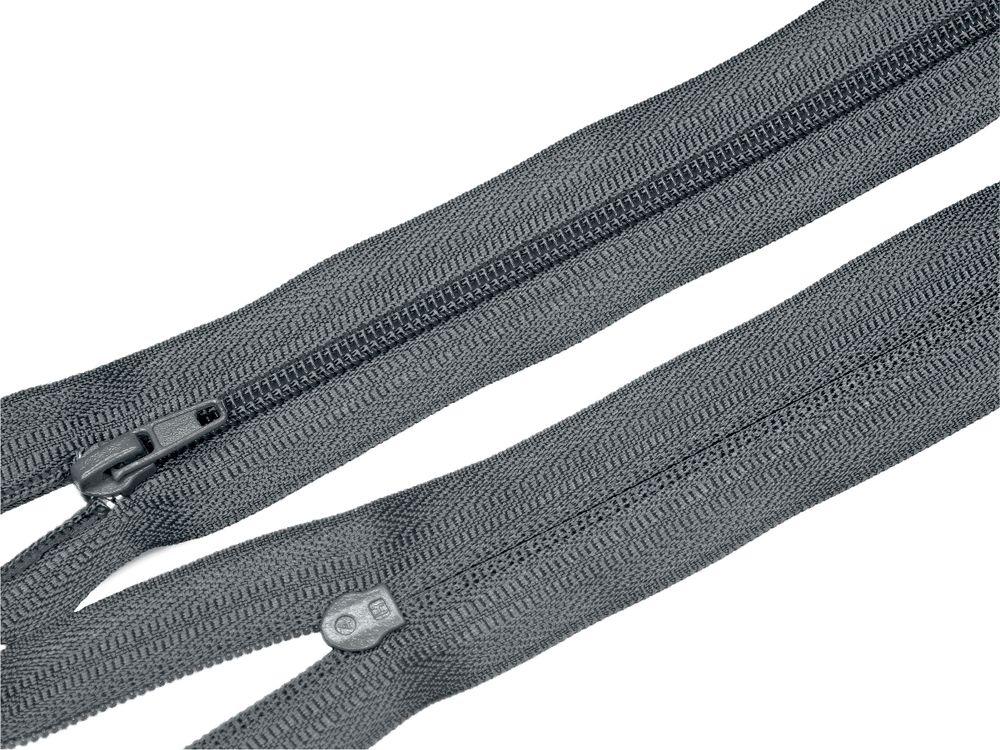 Молния спираль (витая) (цв.SBS) брючная Т4 (4 мм) 1 зам., н/раз., 18 см, автомат, S-155 серый, 2500 шт