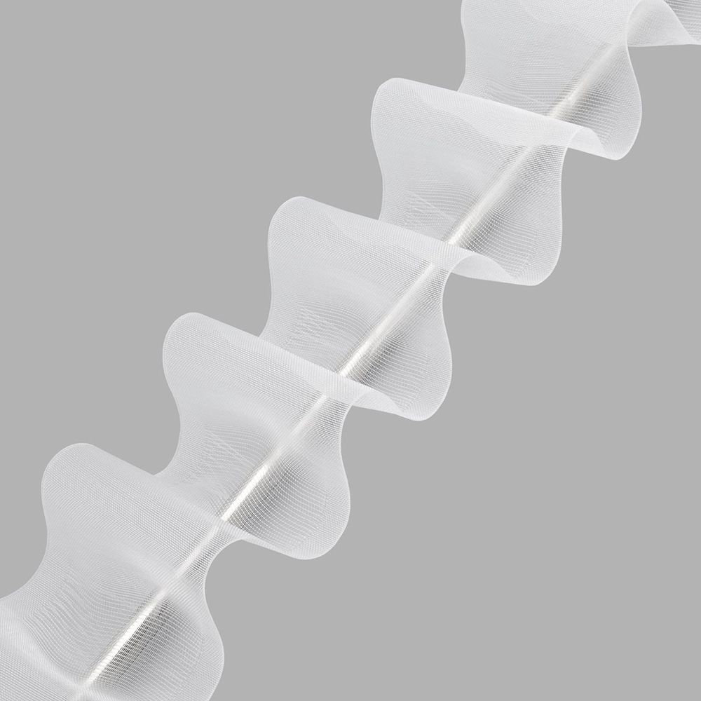 Лента (тесьма) шторная для карниза-трубы 100 мм / 10 метров, имитация люверсов, прозрачный, 1000