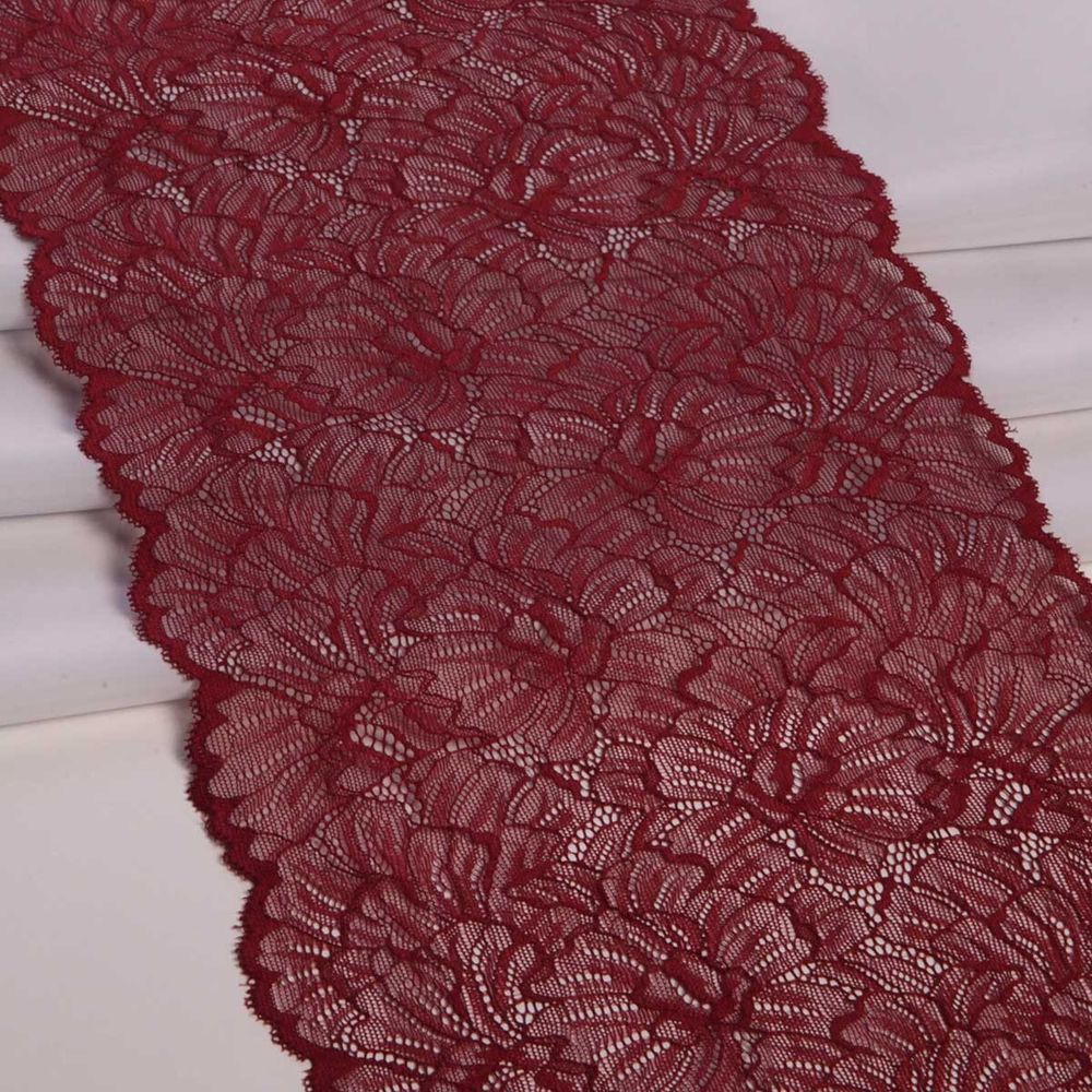 Кружево бельевое эластичное 240 мм / 13.72 м, цв. C520 т.красный