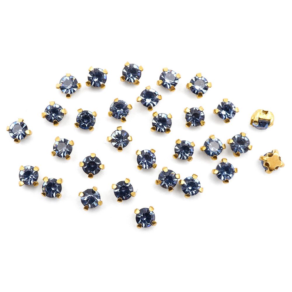 Хрустальные стразы в цапах круглые (золото) св.голубой 4х4 мм, 29-30 шт/упак. Astra&Craft, ЗЦ006НН44