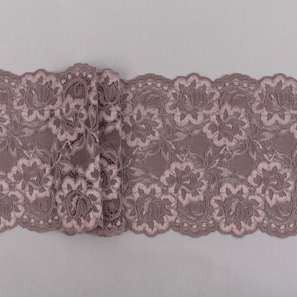 Кружево бельевое эластичное 170 мм / 3±0.2 метра, Турция, т.коричневый, Blitz