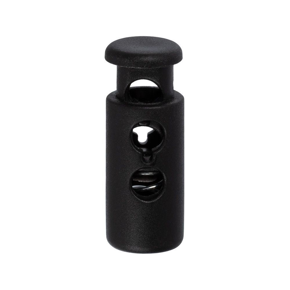 Фиксатор (зажим) для шнура пластик 2 отв., ⌀3.0 мм, 24 шт, №01 черный, Micron ST 1197