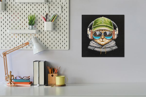 Алмазная (кристальная) мозаика Фрея, постер Кот- меломан, 30х30 см