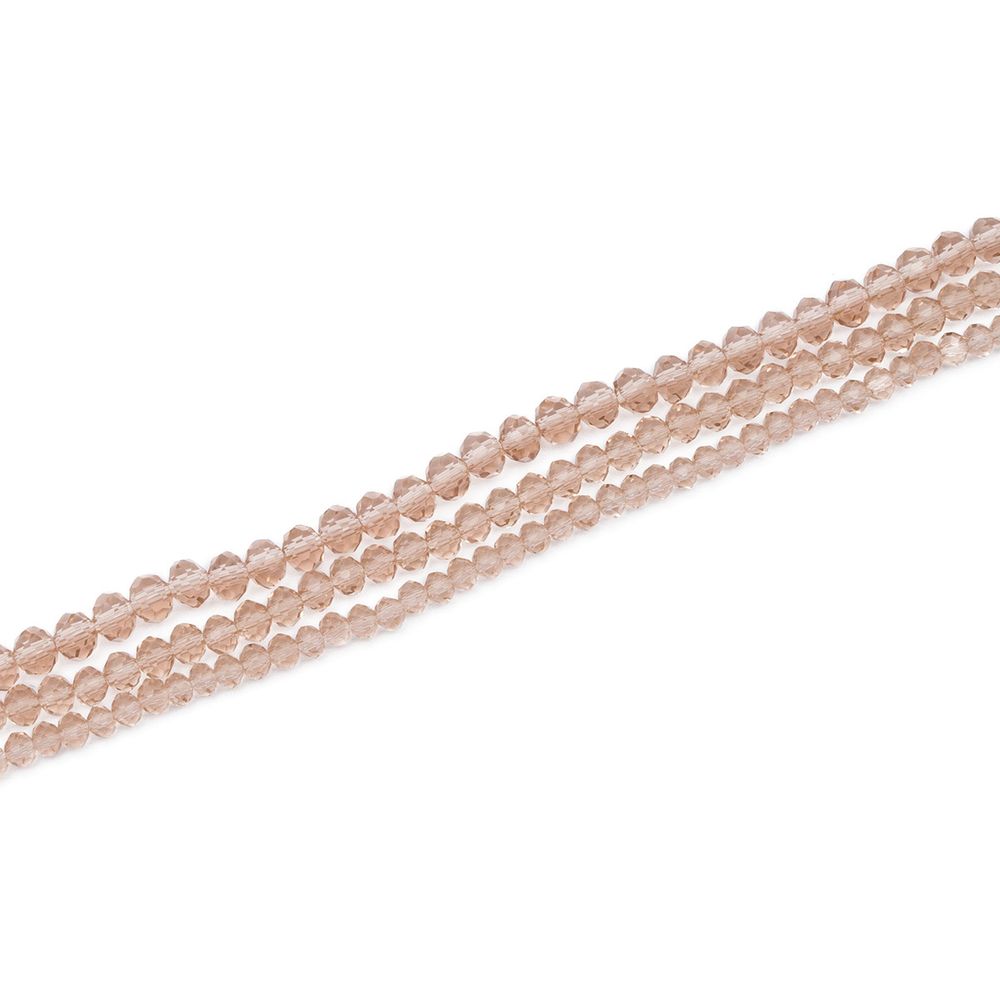 Бусины стекло ⌀2 мм, 3 мм, 4 мм, граненые, рондели, 3 нити по 38±1 см, микс, Astra&Craft, 22 бежевый