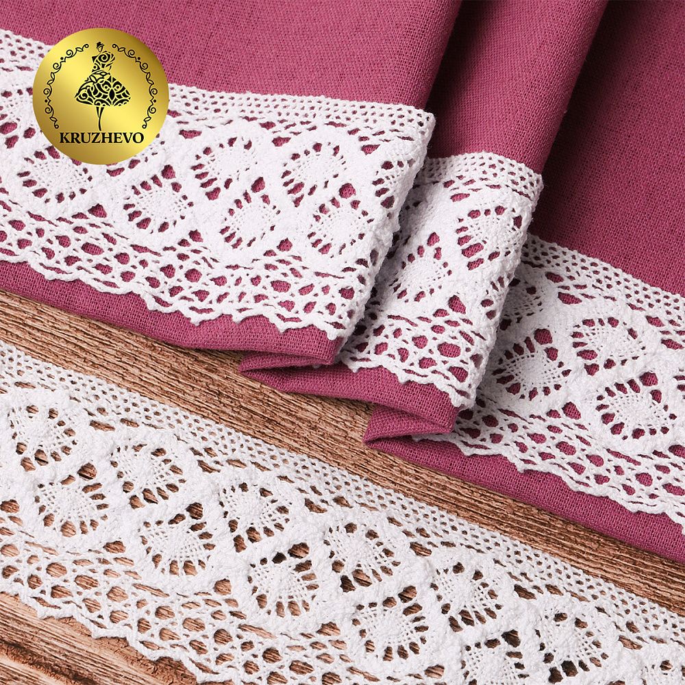 Кружево вязаное (тесьма) 50 мм / 10м, 6368 цв.02 белый, Kruzhevo