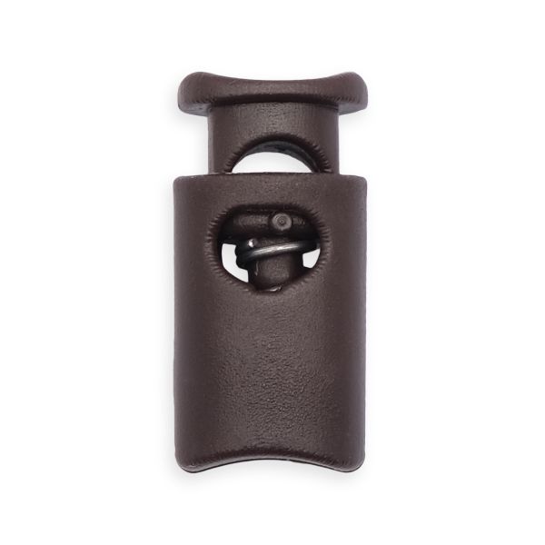 Фиксатор (зажим) для шнура пластик 1 отв., ⌀4.5 мм, 19х9 мм, цилиндр, ПП, коричневый, 100 шт