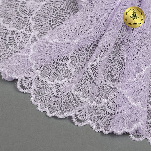 Кружево эластичное (стрейч) 8034 195мм цв.F165 нежная сирень, 10 метров, Kruzhevo