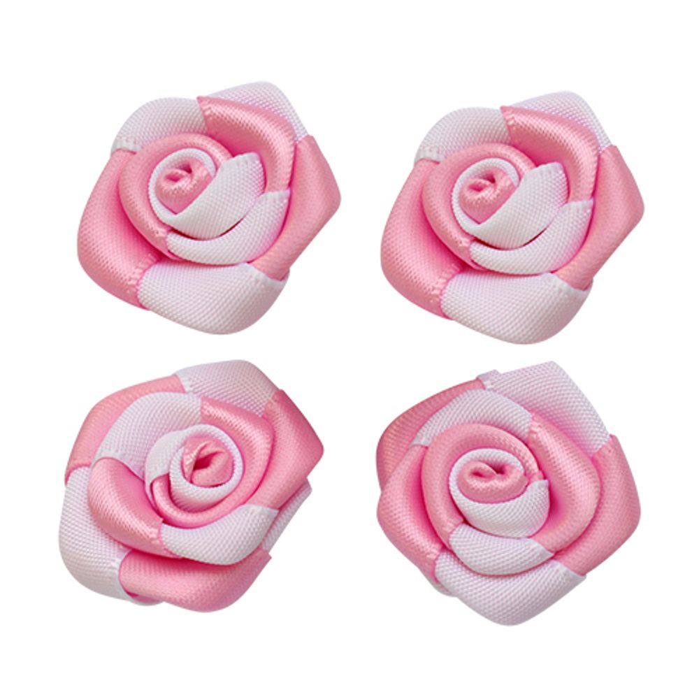 Цветочки пришивные 2,5 см, 4 шт, 148/029 св.розовый/белый