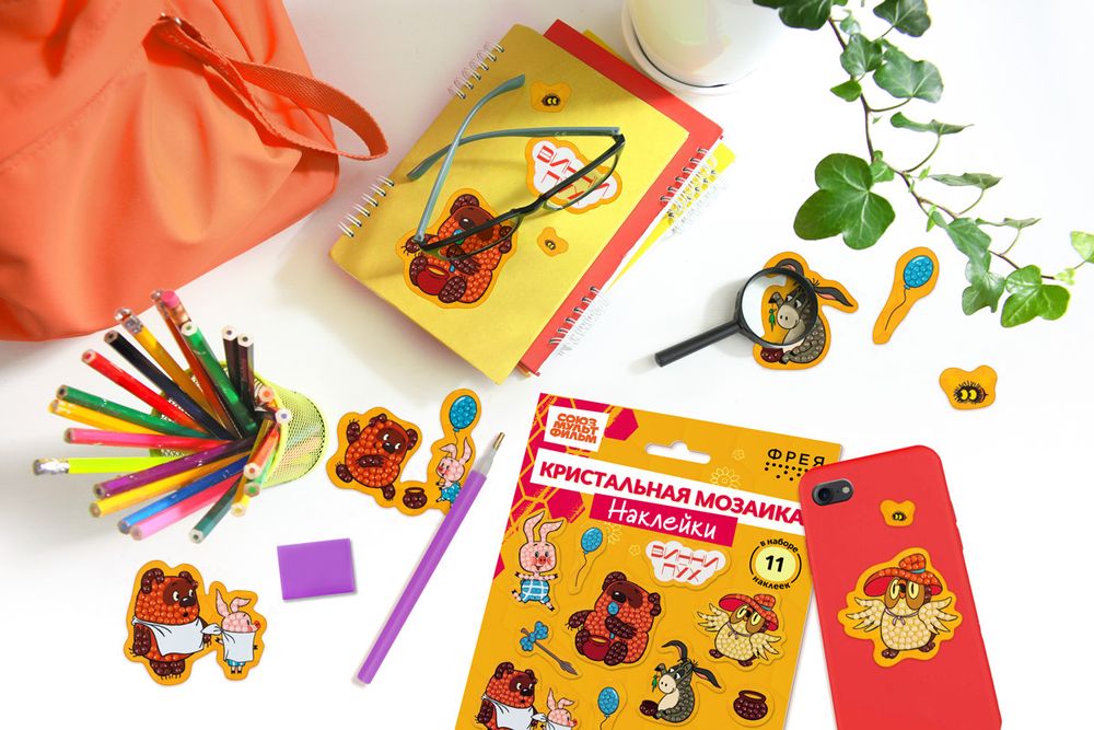 Алмазная (кристальная) мозаика Фрея CMF-ALVN-143, Союзмультфильм. Наклейки Винни-Пух и все-все-все, 19.5х14 см