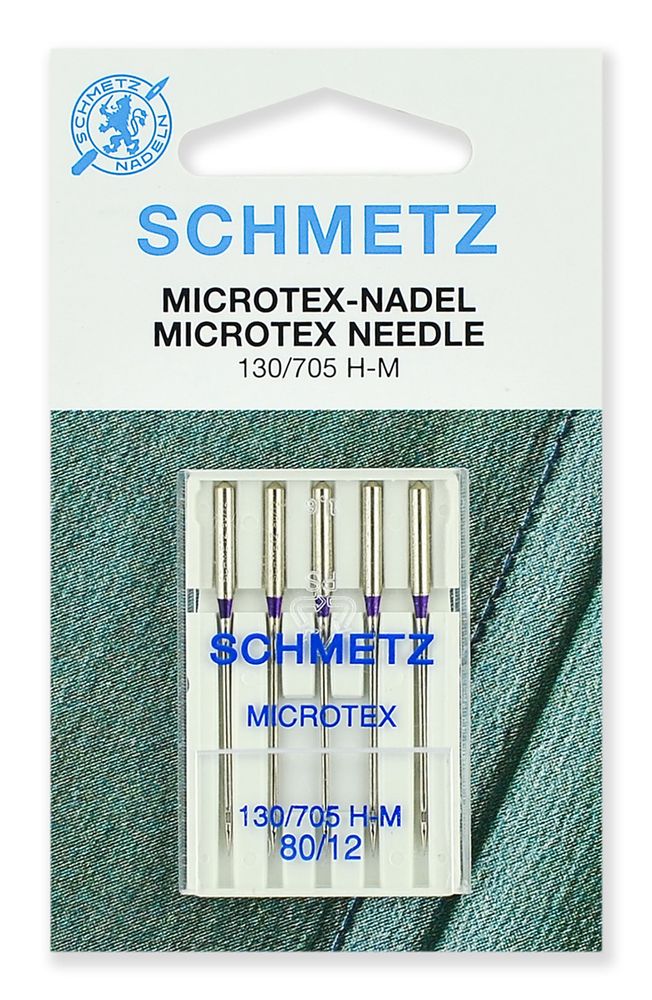Иглы для швейных машин микротекс (особо острые) Schmetz 130/705H-M №80, уп. 5 игл
