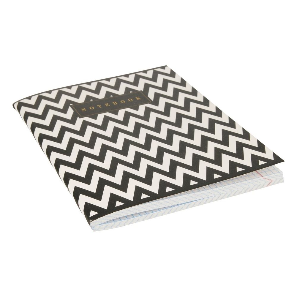 Тетрадь Ботаника A5 96 л. на скобе 60 г/м², 6 шт, клетка, SVT 960621 03 черно- белый зигзаг, Светоч