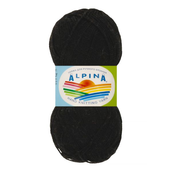 Пряжа Alpina Holly / уп.10 мот. по 50г, 200м, 002 черный