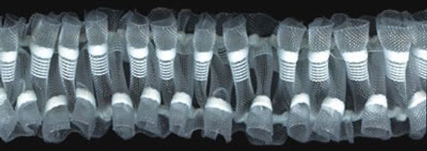 Лента (тесьма) шторная: сборка шахматная (1:2.5) 42 мм / 50 метров, прозрачный, Blitz T742S