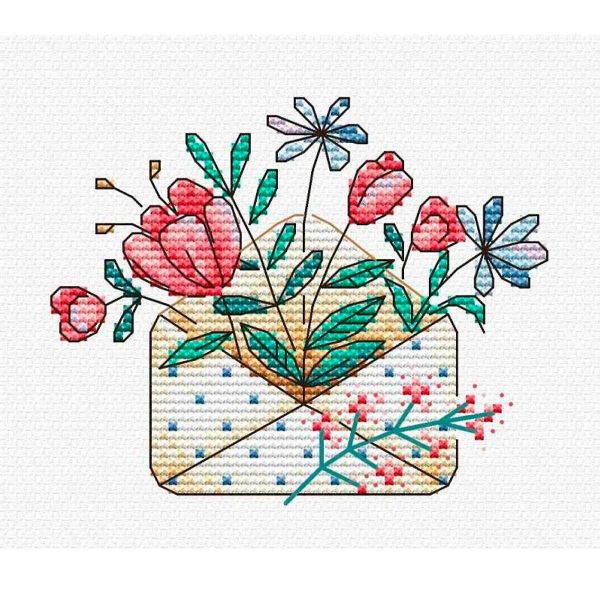 Набор для вышивания нитками МП Студия, Цветочный привет 8х10см