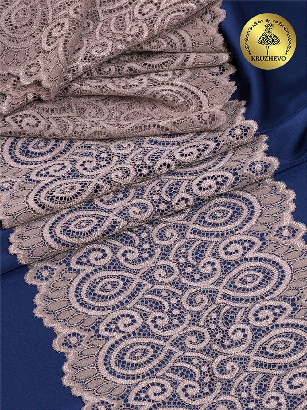 Кружево эластичное (стрейч) L1351 180мм цв.010 капучино, 25м, Kruzhevo