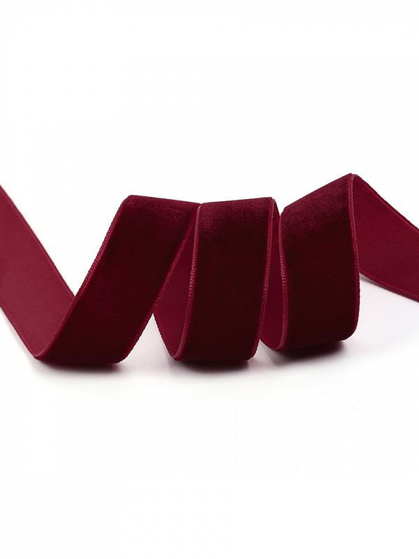 Лента бархатная (тесьма) 20.0 мм / 22.86±1 метров, арт.20VR44 нейлон цв.бордо