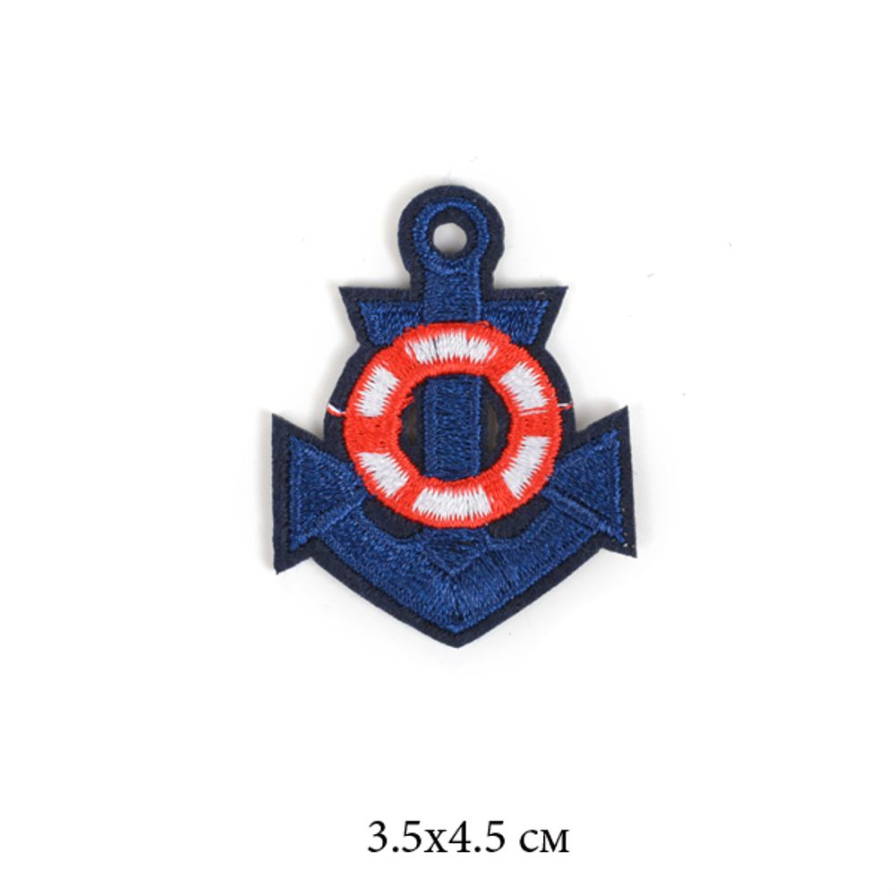Термоаппликация 2112 Якорь синий-1 3,5х4,5 см 10 шт