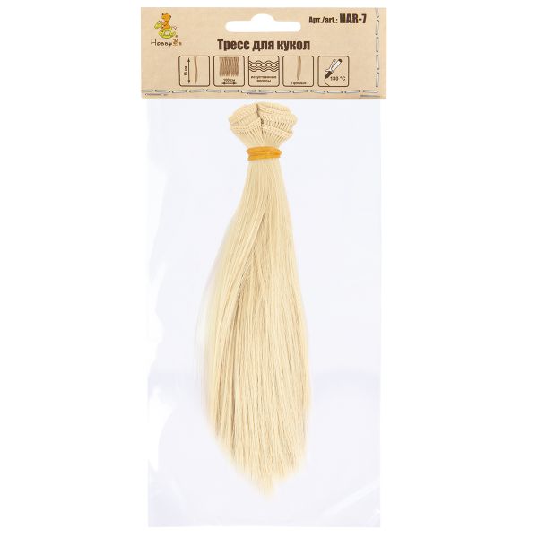 Трессы для кукол 15 см, 100 см, 25 г, 01 св.пшеничный, HobbyBe HAR-7