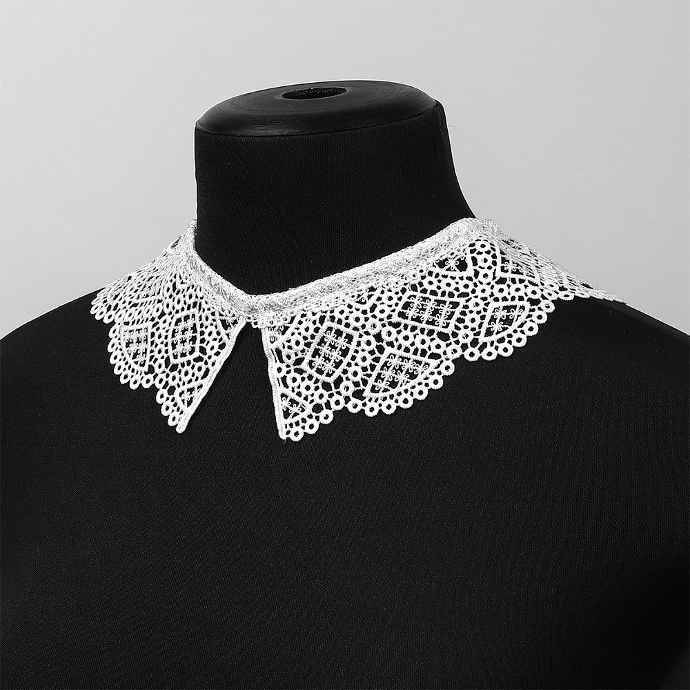 Накладной кружевной воротник 30х35 см, матовая нить Kruzhevo TBY.13/193, цв.белый уп.1шт