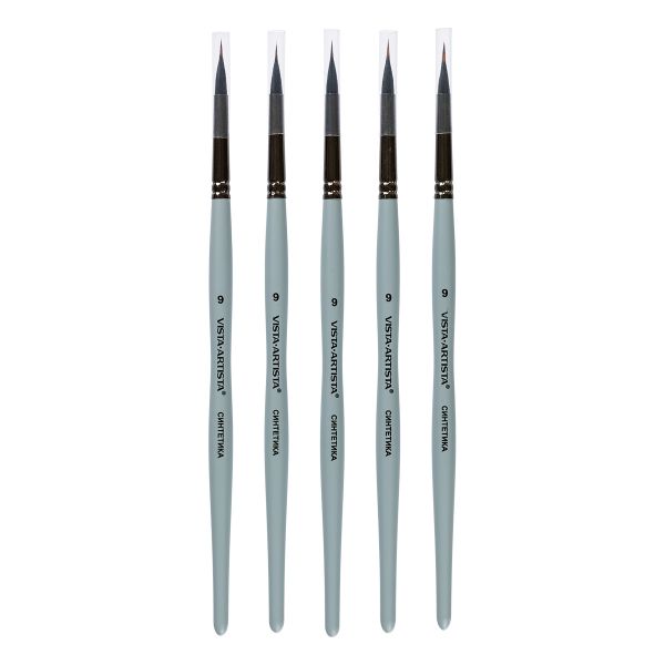 Кисть синтетика лайнер, 5 шт, короткая ручка, с резервуаром №09, 90336